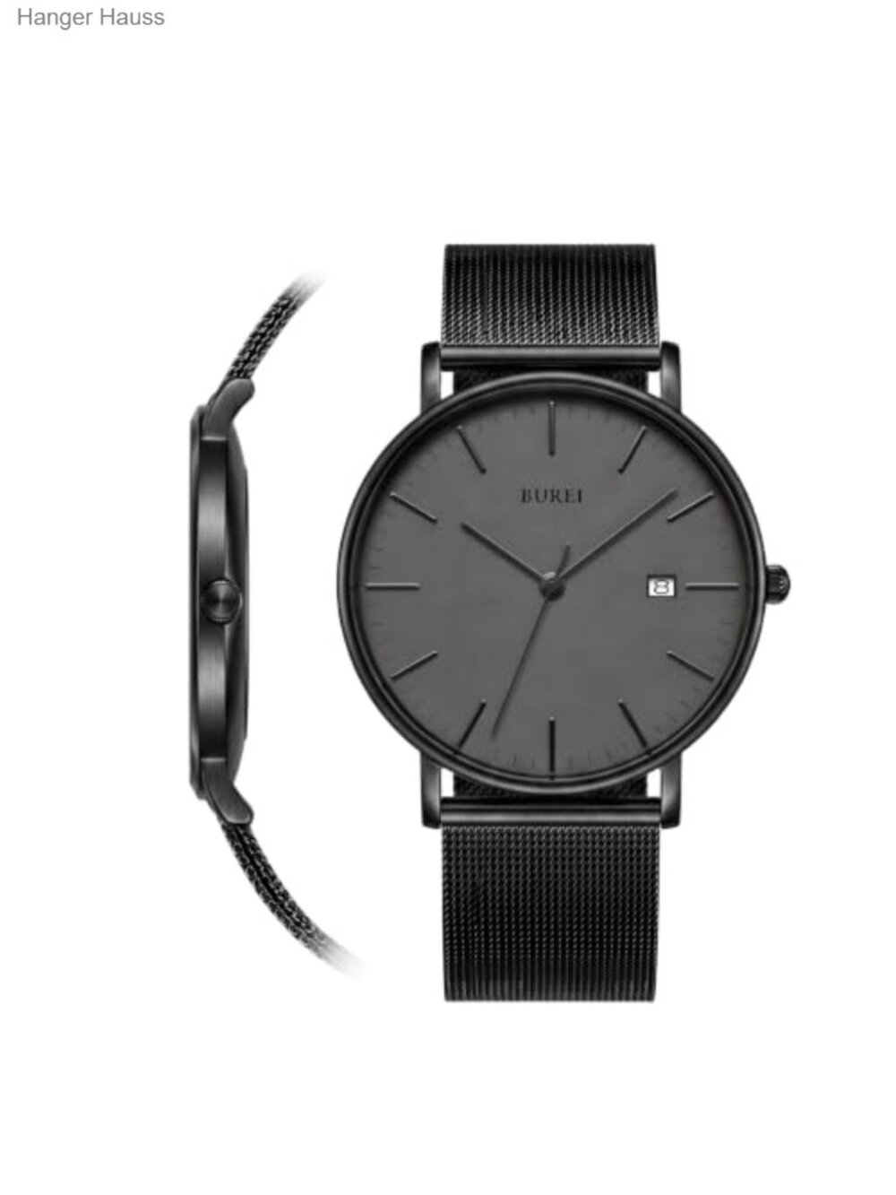 Ultra Thin Minimalist Men's Analog Quartz Watch with Stainless Steel Mesh Band